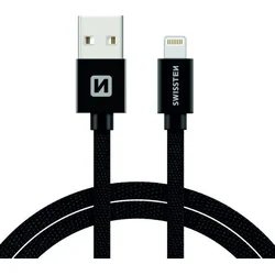 Swissten kabel Lightning MFi 2 m, černý  