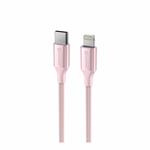 Swissten kabel Textile II USB-C / Lightning 1,5 m, růžový