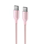 Swissten kabel Textile II USB-C / USB-C 1,5 m, růžový