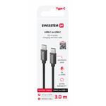 Swissten kabel Textile USB-C / USB-C 3 m, černý