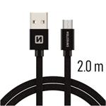 Swissten kabel Textile USB / Micro USB 2 m, černý