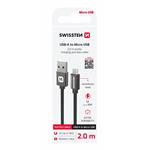 Swissten kabel Textile USB / Micro USB 2 m, černý