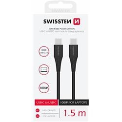 Swissten kabel TPE USB-C / USB-C 100 W, černý