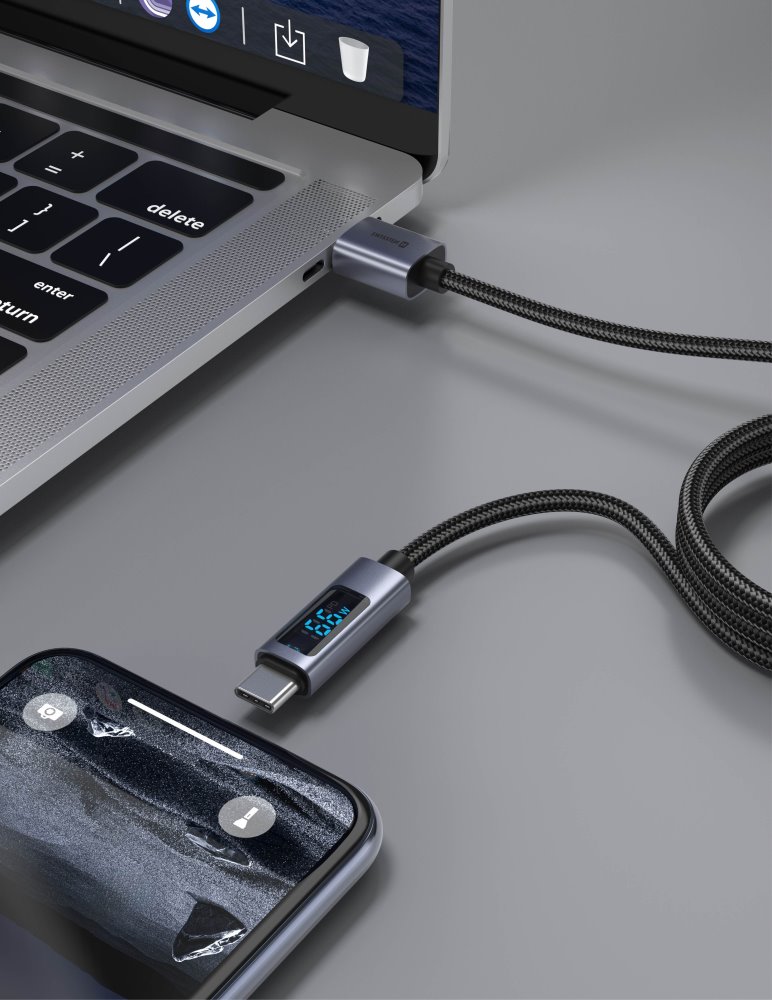 Swissten LCD kabel USB-A / USB-C 1m