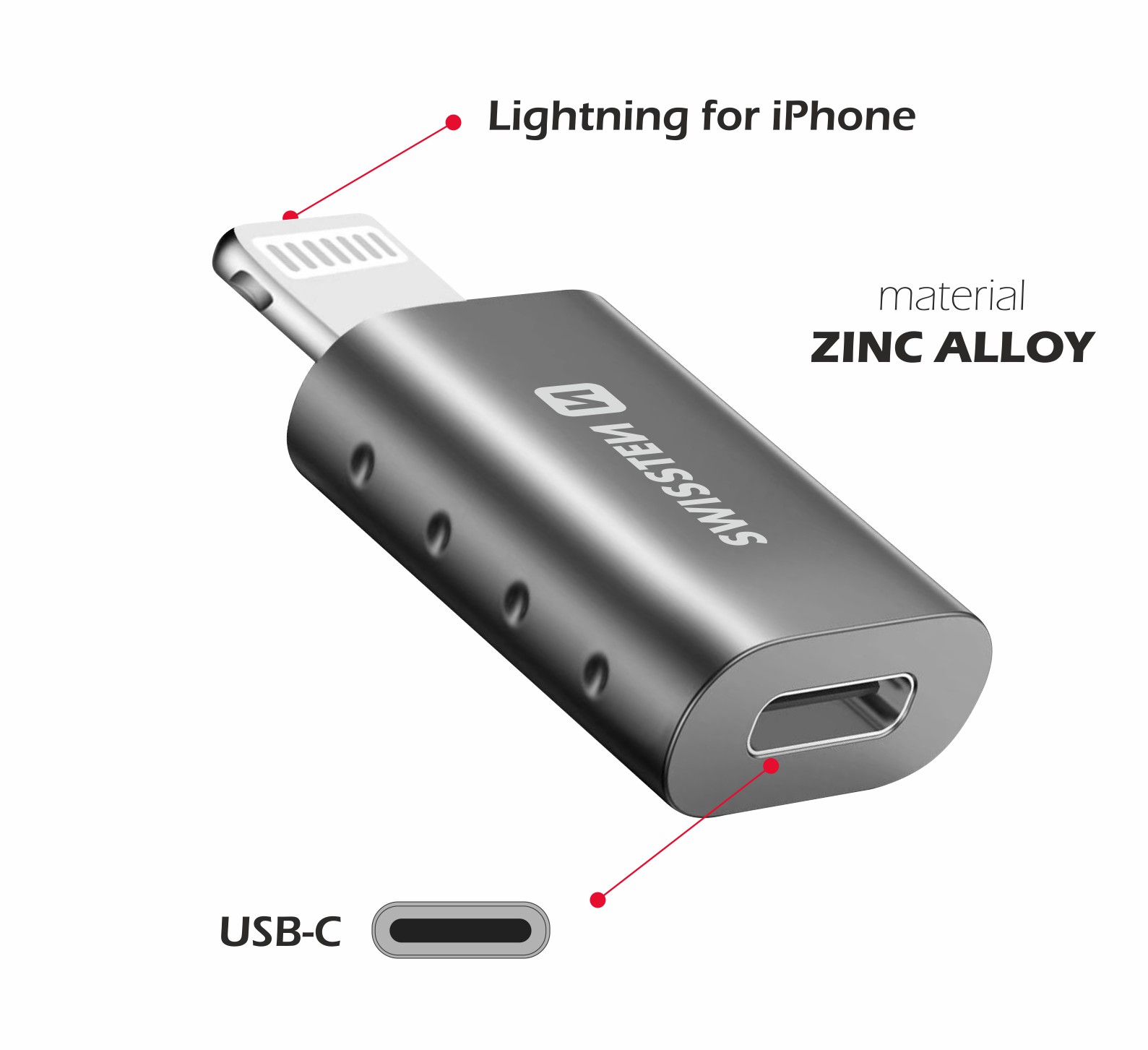 Swissten Lightning/USB-C adaptér
