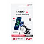 Swissten Magnetický držák do auta s bezdrátovým nabíjením 15W Dashboard (kompatibilní s MagSafe)