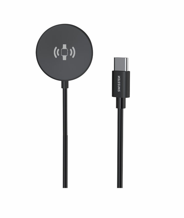 Swissten magnetický kabel pro Galaxy Watch, USB-C, 1,2m, černý