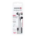 Swissten Metallic USB-C sluchátka, černá