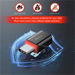 Swissten Nabíjecí adaptér s blokací dat DataGUARD USB-C (samec) / USB-C (samice), černý