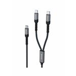 Swissten Nabíjecí kabel 2v1 100W USB-C / 2x USB-C 1,5m, černý