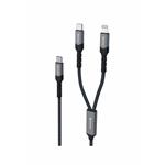Swissten Nabíjecí kabel 2v1 100W USB-C / USB-C + Lightning 1,5m, černý