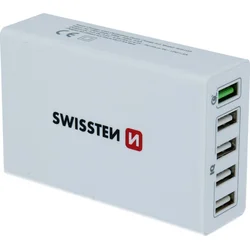 Swissten nabíječka QC 3.0 5× USB, bílá