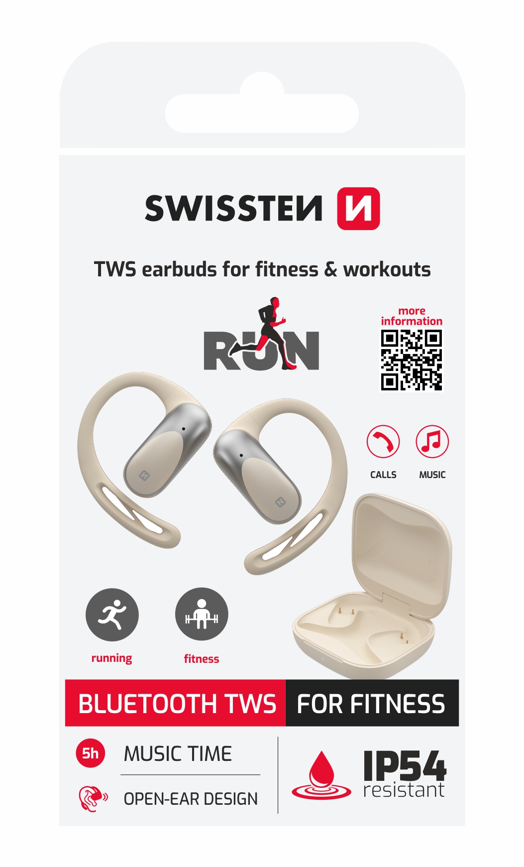 Swissten Open Ear TWS sluchátka, béžová