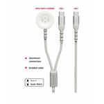 Swissten Opletený magnetický kabel 2v1 pro Apple Watch a USB-C, USB-C 1,2m, bílý