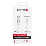Swissten OTG adaptér Textile Lightning (samec) / USB-A (samice) 0,12m, bílý
