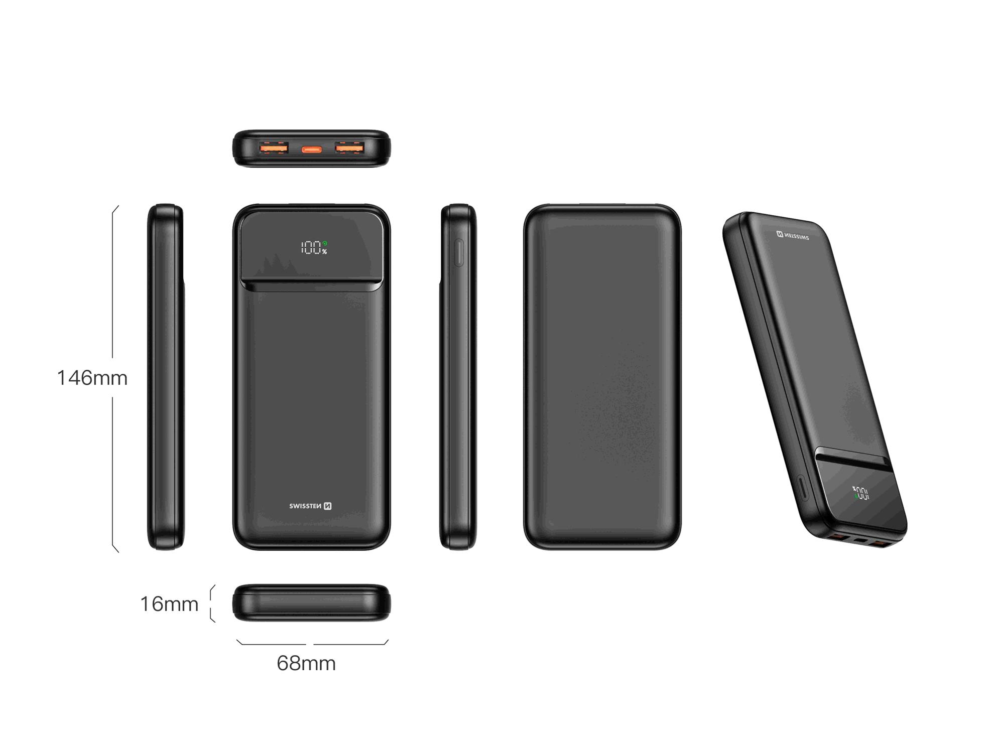 SWISSTEN POWER BANK 10000 mAh POWER LINE II BLACK