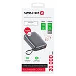 SWISSTEN POWER BANK 20000 mAh 45W S INTEGROVANÝM KÁBLOM USB-C ABSOLÚTNE STRIEBORNÝ