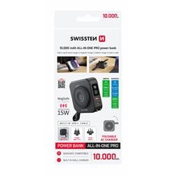 Swissten Power bank All-in-One Pro s výměnnými vidlicemi (USA, EU, UK) 10000mAh 20W, černá
