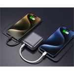 Swissten Power bank Space 10000mAh 35W s integrovaným kabelem USB-C, stříbrná
