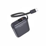 Swissten Power bank Space 10000mAh 35W s integrovaným kabelem USB-C, stříbrná