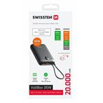 SWISSTEN POWER BANK VOLTBOX 35W 20000 mAh S INTEGROVANÝM USB-C A SVETELNÝMI KÁBLAMI ČIERNA