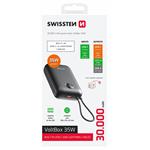 SWISSTEN POWER BANK VOLTBOX 35W 30000 mAh S INTEGROVANÝM USB-C A SVETELNÝMI KÁBLAMI ČIERNA