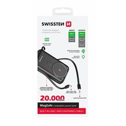 SWISSTEN powerbank 20000 mAh PD 22,5W s integrovanými kabely USB-C A LIGHTNING (kompatibilní s MagSafe) 