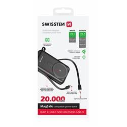SWISSTEN powerbank 20000 mAh PD 22,5W with integrated cables USB-C AND LIGHTNING (compatible with MagSafe)