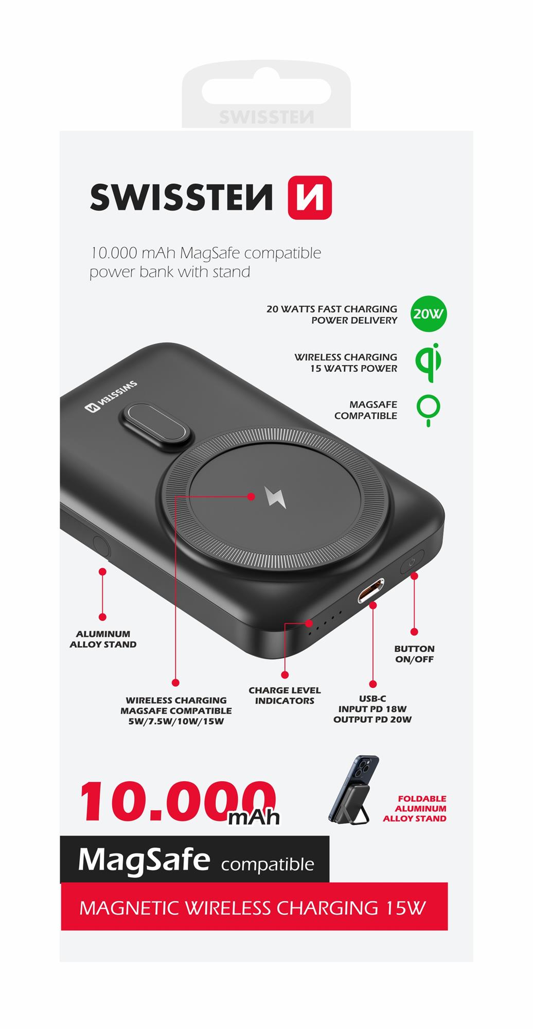 SWISSTEN powerbank PD 20W 10000 mAh (kompatibilný s MagSafe)