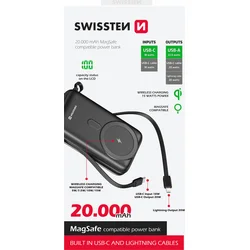Swissten powerbanka 20000 mAh PD, MagSafe