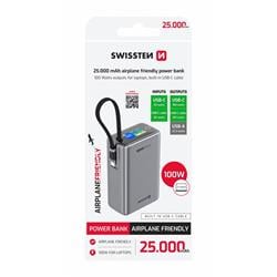 Swissten powerbanka cestovní 25000 mAh, šedá
