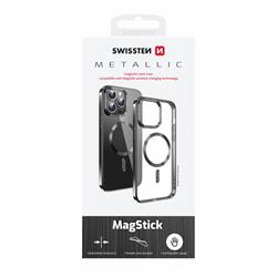 SWISSTEN Priehľadné puzdro Jelly MagStick Metallic pre iPhone 16 Plus čierne