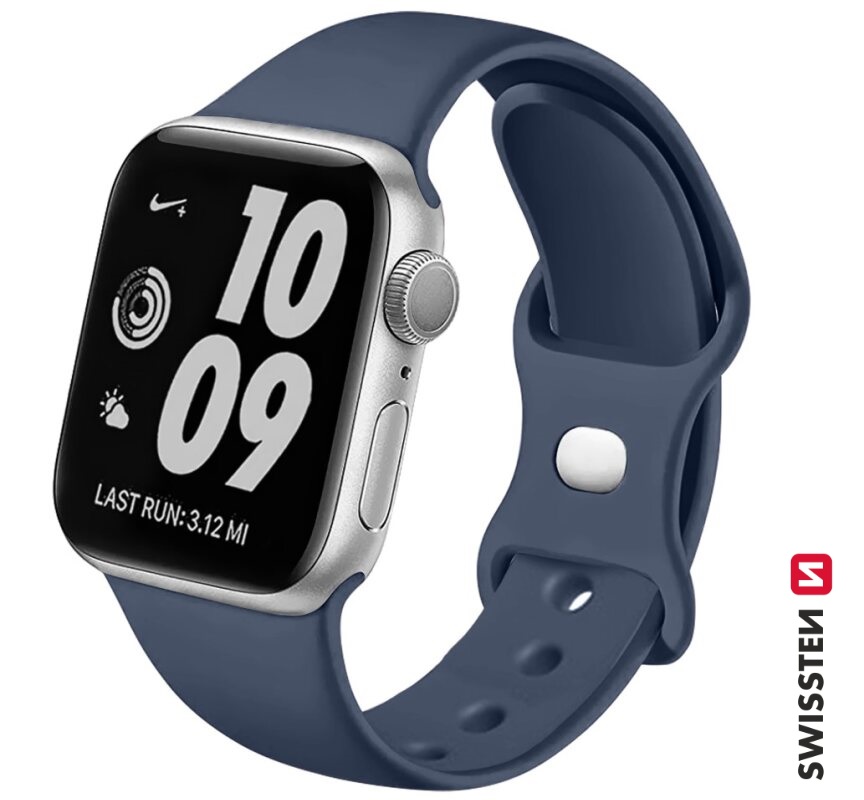 Swissten silikonový řemínek pro Apple Watch 42/44/45/49 mm, modrý