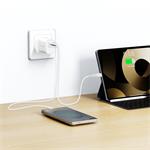 SWISSTEN SÍŤOVÝ ADAPTÉR EDGE GaN 1x USB-C PD 35W + 1x USB-A 18W QC, PRO UK ZÁSUVKU BÍLÝ