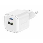 SWISSTEN SÍŤOVÝ ADAPTÉR GaN 1x USB-C 20W PD A 1x USB-A 18W QC BÍLÝ