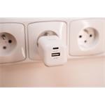 SWISSTEN SÍŤOVÝ ADAPTÉR GaN 1x USB-C 45W PD + 1x USB-A 18W QC BÍLÝ