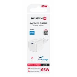 SWISSTEN SÍŤOVÝ ADAPTÉR GaN 1x USB-C 65W POWER DELIVERY BÍLÝ