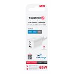 SWISSTEN SÍŤOVÝ ADAPTÉR GaN 2x USB-C 65W PD + 1x USB-A 30W QC BÍLÝ