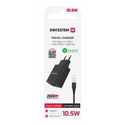 SWISSTEN SÍŤOVÝ ADAPTÉR SMART IC 2x USB 2,1A POWER + DATOVÝ KABEL USB / LIGHTNING 1,2 M ČERNÝ