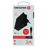 Swissten adaptér Smart IC 2× USB 3A + Micro USB kabel, černý  