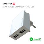 SWISSTEN SÍŤOVÝ ADAPTÉR SMART IC 2x USB 3A POWER + DATOVÝ KABEL USB / LIGHTNING 1,2 M BÍLÝ