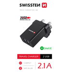 Swissten Síťový adaptér Smart IC 2x USB 3A Power + datový kabel USB / Lightning 1,2m, bílý