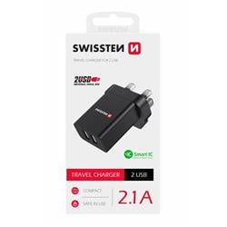 Swissten Síťový adaptér Smart IC 2x USB 3A Power + datový kabel USB / Lightning 1,2m, bílý