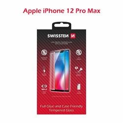 Swissten Sklo Full Glue, Color Frame, Case Friendly pro Apple iPhone 12 Pro Max, černé