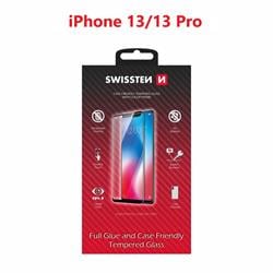 Swissten Sklo Full Glue, Color Frame, Case Friendly pro Apple iPhone 13 / 13 Pro, černé