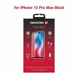 Swissten sklo Full Glue iPhone 15 Pro Max, černé  