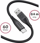 Swissten Soft Silicone USB/USB-C kábel 0,4 m, čierny