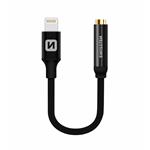 Swissten Textile audio adaptér Lightning/Jack 0,15 m, černý