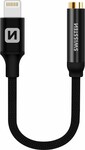 Swissten Textile audio adaptér Lightning/Jack 0,15 m, čierny