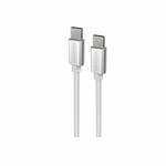 Swissten Textile kábel USB-C/USB-C 1,2 m, strieborný